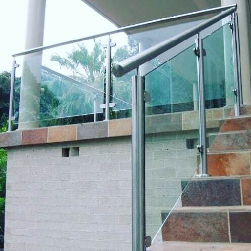 Outdoor glass ballustrades for stairs